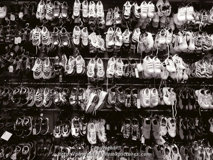 racks of shoes